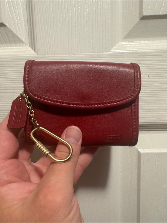 Coach Handbags - Coach Red Leather Key Pouch with Gold Hardware